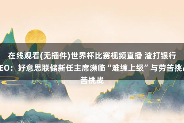 在线观看(无插件)世界杯比赛视频直播 渣打银行CEO:好意思联储新任主席濒临“难缠上级”与劳苦挑战