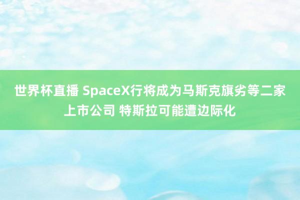 世界杯直播 SpaceX行将成为马斯克旗劣等二家上市公司 特斯拉可能遭边际化