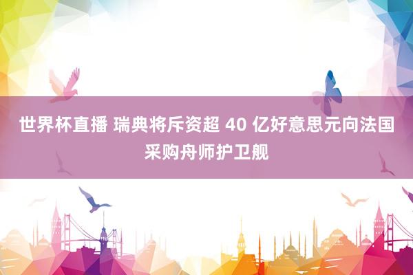 世界杯直播 瑞典将斥资超 40 亿好意思元向法国采购舟师护卫舰