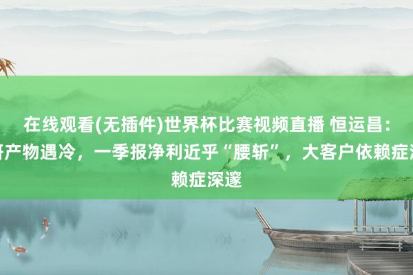在线观看(无插件)世界杯比赛视频直播 恒运昌：自研产物遇冷，一季报净利近乎“腰斩”，大客户依赖症深邃