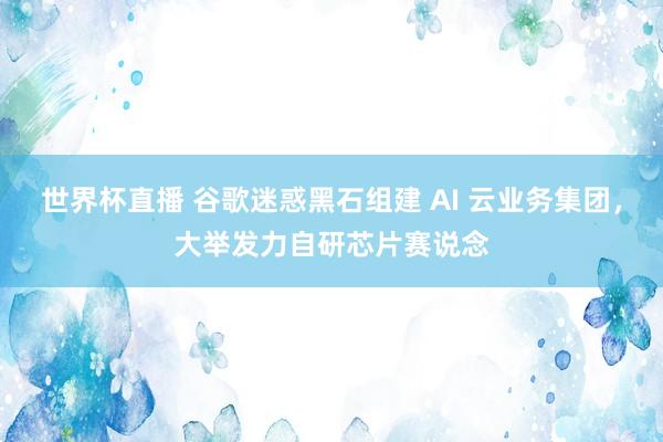 世界杯直播 谷歌迷惑黑石组建 AI 云业务集团,大举发力自研芯片赛说念