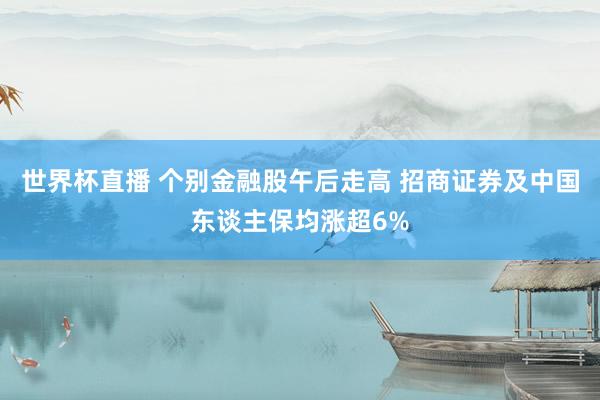世界杯直播 个别金融股午后走高 招商证券及中国东谈主保均涨超6%
