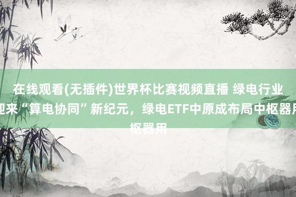 在线观看(无插件)世界杯比赛视频直播 绿电行业迎来“算电协同”新纪元,绿电ETF中原成布局中枢器用
