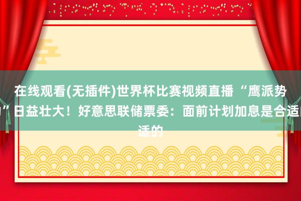 在线观看(无插件)世界杯比赛视频直播 “鹰派势力”日益壮大!好意思联储票委:面前计划加息是合适的