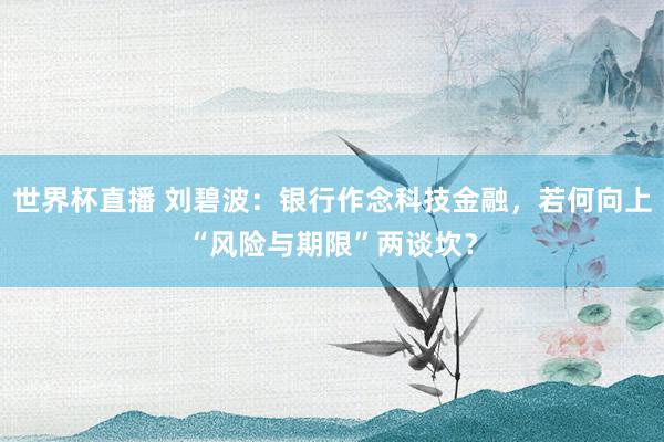 世界杯直播 刘碧波:银行作念科技金融,若何向上“风险与期限”两谈坎?