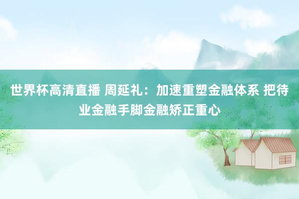 世界杯高清直播 周延礼:加速重塑金融体系 把待业金融手脚金融矫正重心