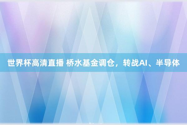 世界杯高清直播 桥水基金调仓,转战AI、半导体
