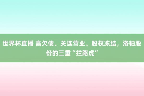 世界杯直播 高欠债、关连营业、股权冻结,洛轴股份的三重“拦路虎”