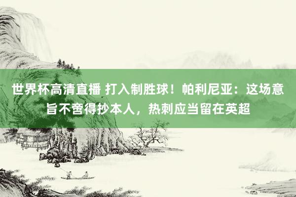 世界杯高清直播 打入制胜球!帕利尼亚:这场意旨不啻得抄本人,热刺应当留在英超