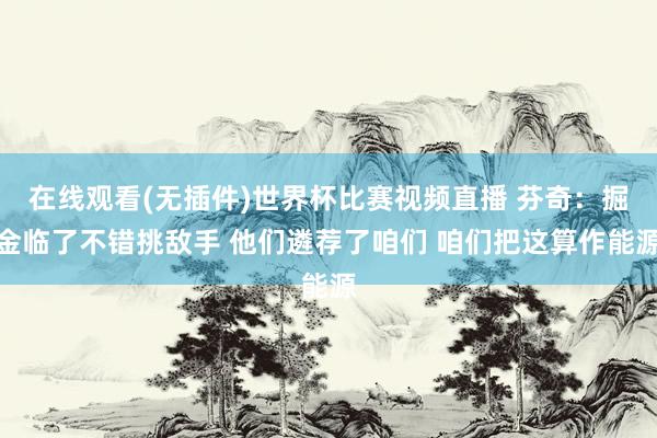 在线观看(无插件)世界杯比赛视频直播 芬奇:掘金临了不错挑敌手 他们遴荐了咱们 咱们把这算作能源