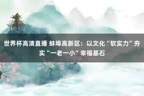 世界杯高清直播 蚌埠高新区:以文化“软实力”夯实“一老一小”幸福基石