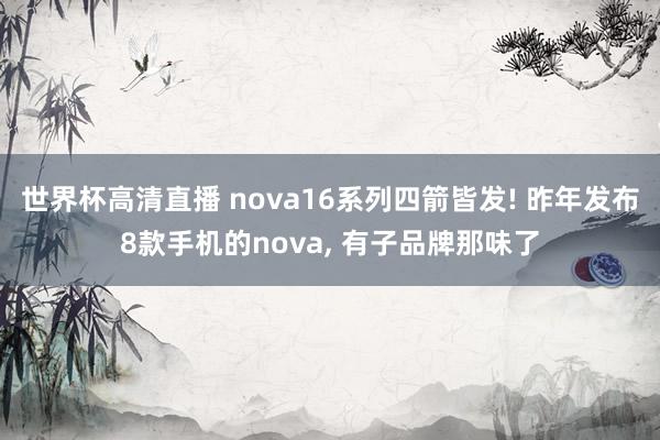 世界杯高清直播 nova16系列四箭皆发! 昨年发布8款手机的nova, 有子品牌那味了