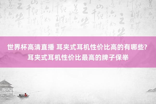 世界杯高清直播 耳夹式耳机性价比高的有哪些? 耳夹式耳机性价比最高的牌子保举