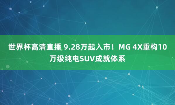 世界杯高清直播 9.28万起入市！MG 4X重构10万级纯电SUV成就体系