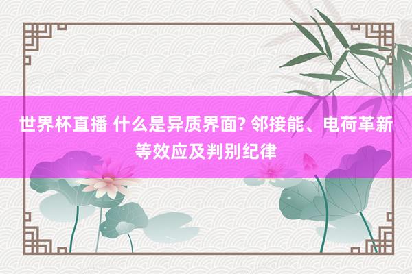 世界杯直播 什么是异质界面? 邻接能、电荷革新等效应及判别纪律