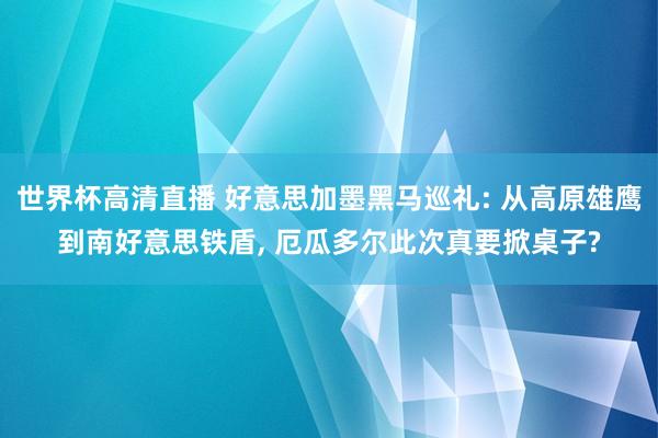 世界杯高清直播 好意思加墨黑马巡礼: 从高原雄鹰到南好意思铁盾， 厄瓜多尔此次真要掀桌子?