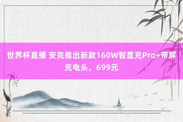 世界杯直播 安克推出新款160W智显充Pro+带屏充电头,699元