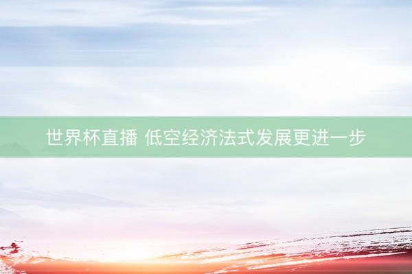 世界杯直播 低空经济法式发展更进一步