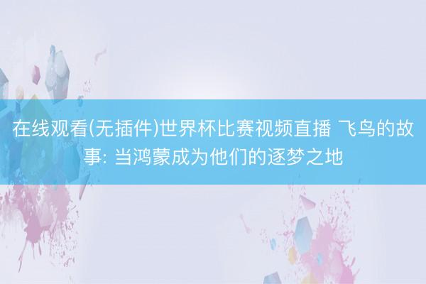 在线观看(无插件)世界杯比赛视频直播 飞鸟的故事: 当鸿蒙成为他们的逐梦之地